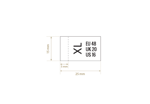 Size label for clothes Model TL-M225