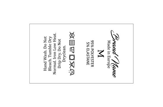 Laundry care and sizes label Model TC-M336